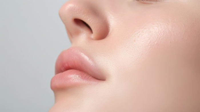 Close-up of a woman's smooth and flawless skin after Venus Legacy laser treatment